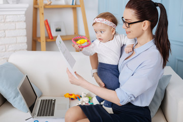 Charismatic pretty woman managing her priorities