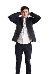 Portrait of a young businessman . Isolated on white background