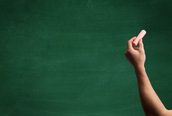 Hand writing on clean blackboard