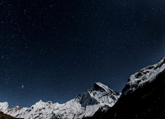 Starry sky over Machhepuchare - Nepal, Himalayas