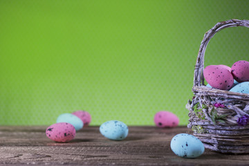 Easter theme. handmade Eggs  background, place for typography, 