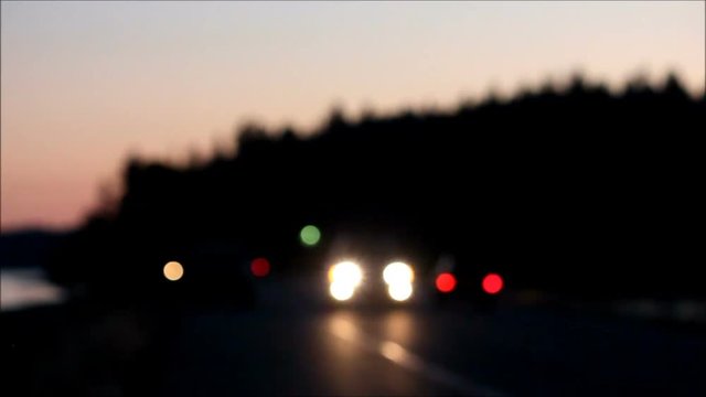 dark road bright lights
