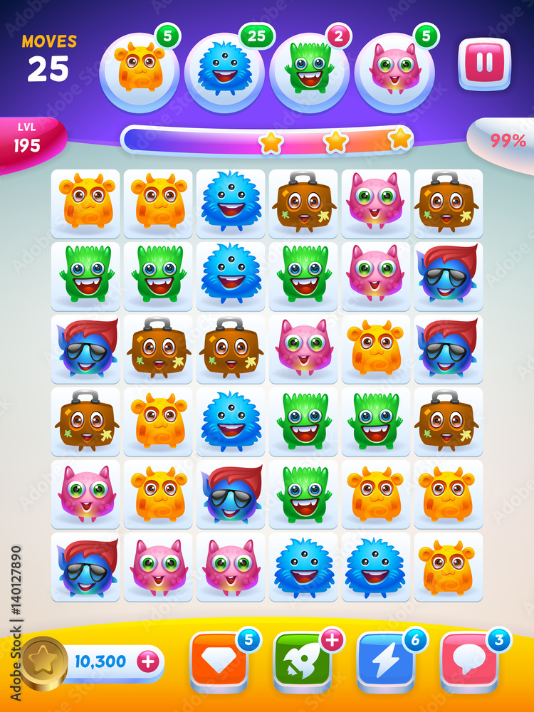 Poster game ui. playing field screen.