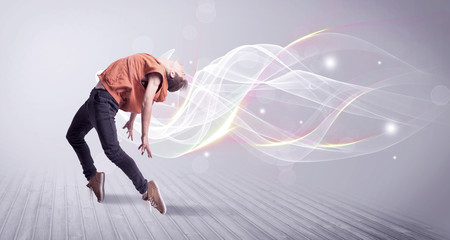 Fototapeta premium Urban breakdancer dancing with white lines
