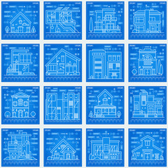 Houses blue print.