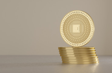 Stack of silver coins as example for virtual crypto currency, bitcoin and blockchain technology