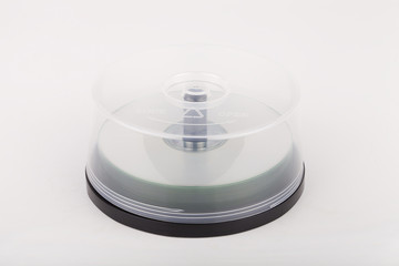 Discs in case isolated on a white background.