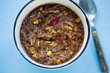 Chilli con carne in bowl