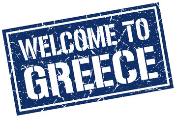 welcome to Greece stamp