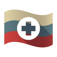 Long shadow Russia flag with a round pharmacy sign