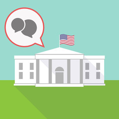 the White House with a balloon and  comic balloons