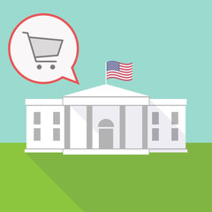 the White House with a balloon and a shopping cart