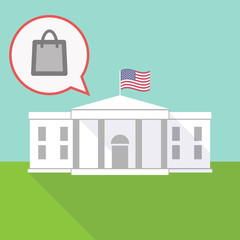the White House with a balloon and a shopping bag