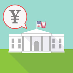 the White House with a balloon and a yen sign