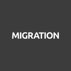 Isolated vector illustration of the word MIGRATION