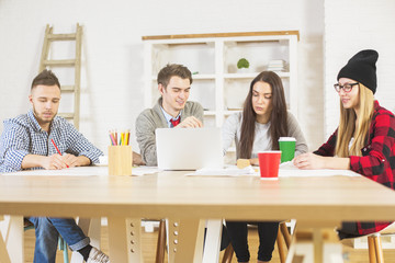 Concentrated team working on project