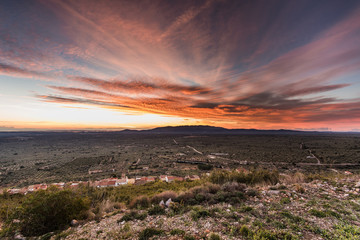 Sunrise in Mas De Barberans mountains