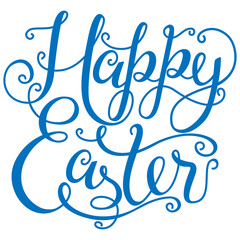 Happy Easter lettering for greeting card. Vector vintage letterpress effect