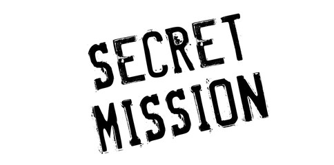 Secret Mission rubber stamp. Grunge design with dust scratches. Effects can be easily removed for a clean, crisp look. Color is easily changed.