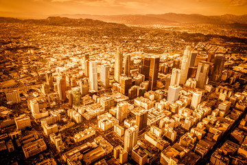 Los angeles aerial view from helicopter
