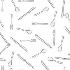 pattern Cutlery spoon knife drawing graphic  design illustrate objects