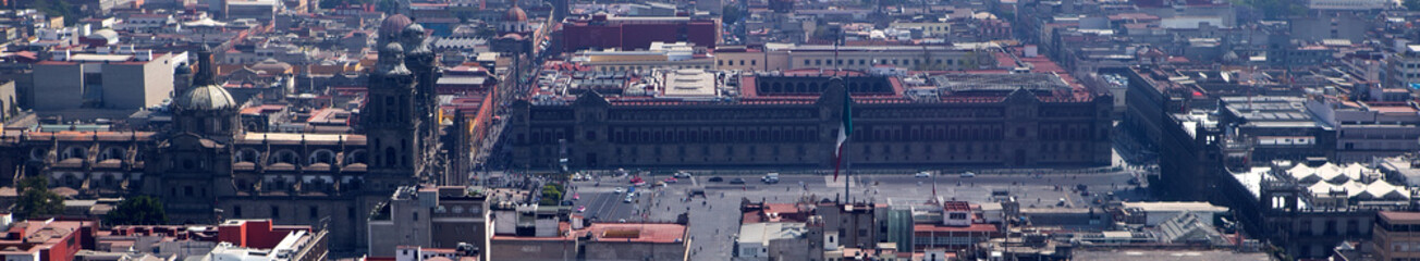 Zocalo and Cathedral etc Panorama, Mexico City