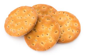 Short pastry cookies isolated on white background.