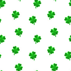 Crystal polygonal four-leaf lucky clover seamless pattern