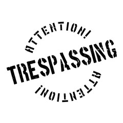 Trespassing rubber stamp. Grunge design with dust scratches. Effects can be easily removed for a clean, crisp look. Color is easily changed.
