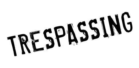 Trespassing rubber stamp. Grunge design with dust scratches. Effects can be easily removed for a clean, crisp look. Color is easily changed.