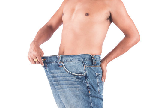 Young man show body after weight loss