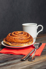  bun, dessert, brown coffee mug tea 