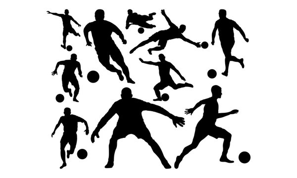 football / soccerball silhouette set collection