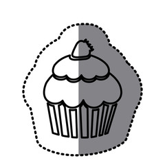 figure muffin with strawberry icon, vector illustraction design
