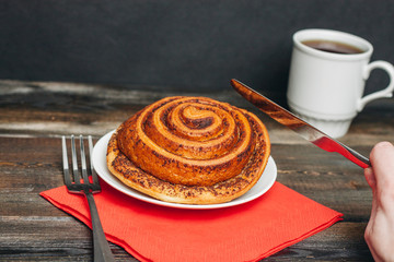 coffee mug tea sweet croissant dessert, bun,
