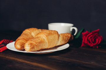 croissant coffee mug tea rose 