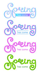 Set of inscriptions Spring came in different colors