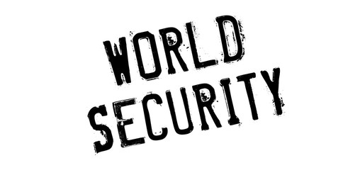 World Security rubber stamp. Grunge design with dust scratches. Effects can be easily removed for a clean, crisp look. Color is easily changed.