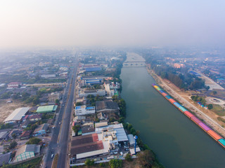 Aerial view of rural area in the morning