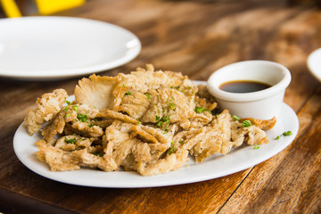 deep fried mushroom with soy vinegar sauce