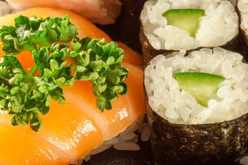 wonderful macro details of a delicious sush