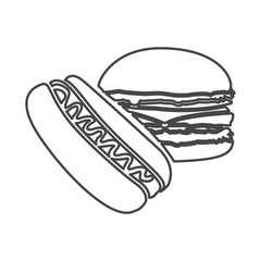 figure hot dog and hamburger icon, vector illustraction design