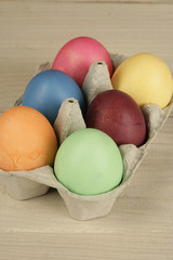 Easter eggs in carton