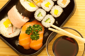 wonderful macro details of a delicious sush