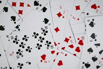 Playing cards mixed together