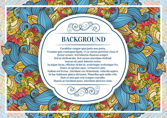 Vector Colored Floral Template with Place for Text