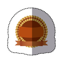 brown round emblem with ribbon icon, vector illustraction design