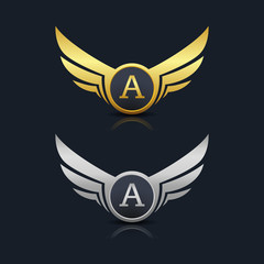 Wings Shield Letter A Logo Template 