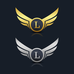 Wings Shield Letter L Logo Template 