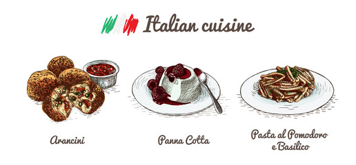 Italian menu colorful illustration.